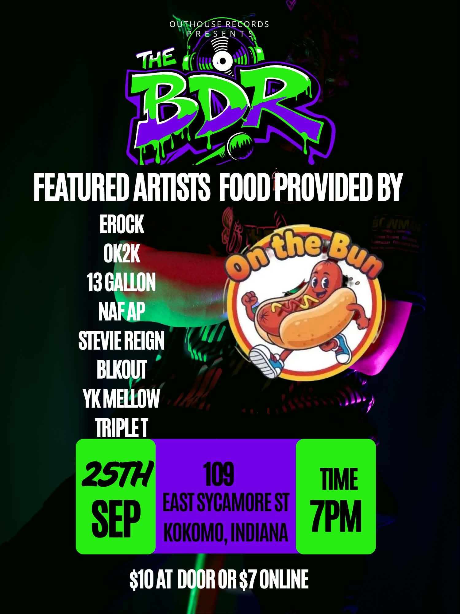 The BDR Kokomo event flyer featuring On The Bun